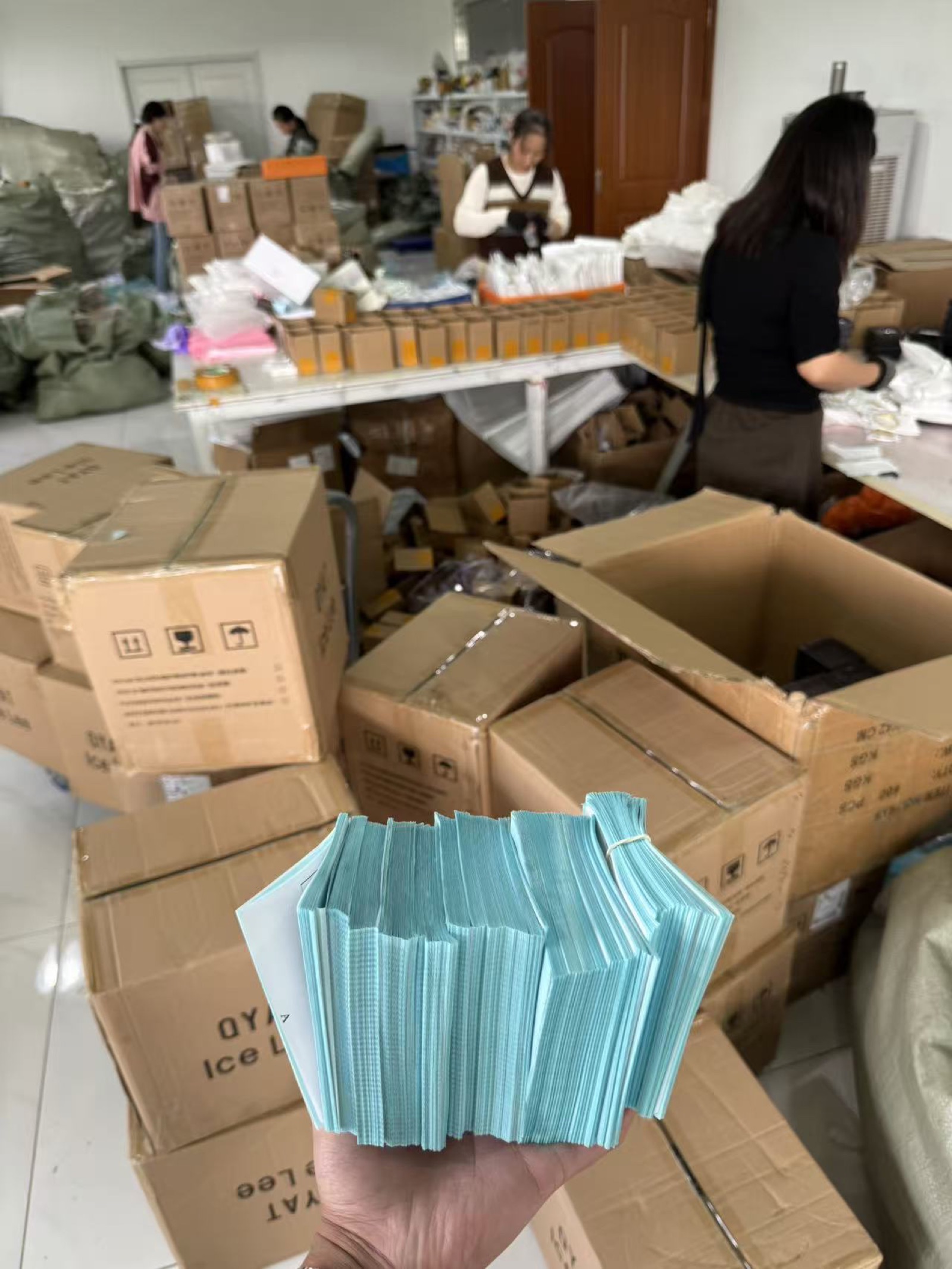 Workers packing orders