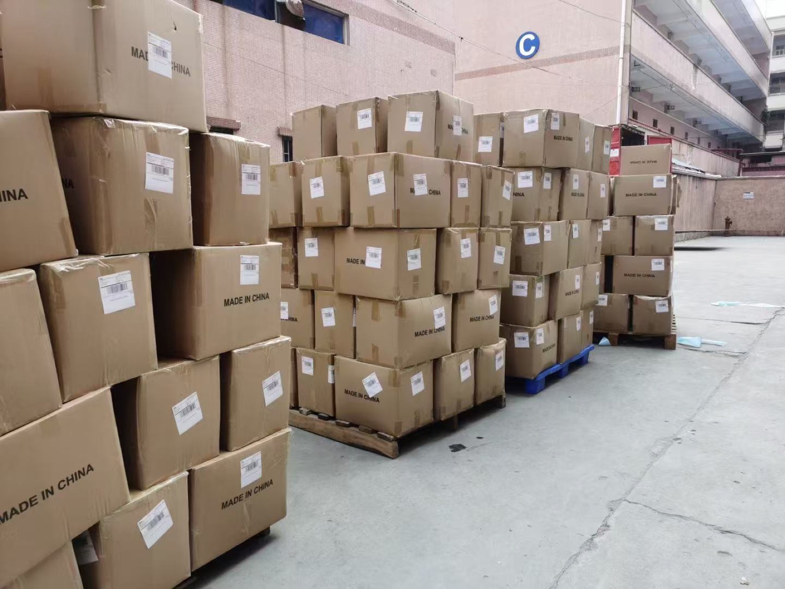 Pallets stacked for export