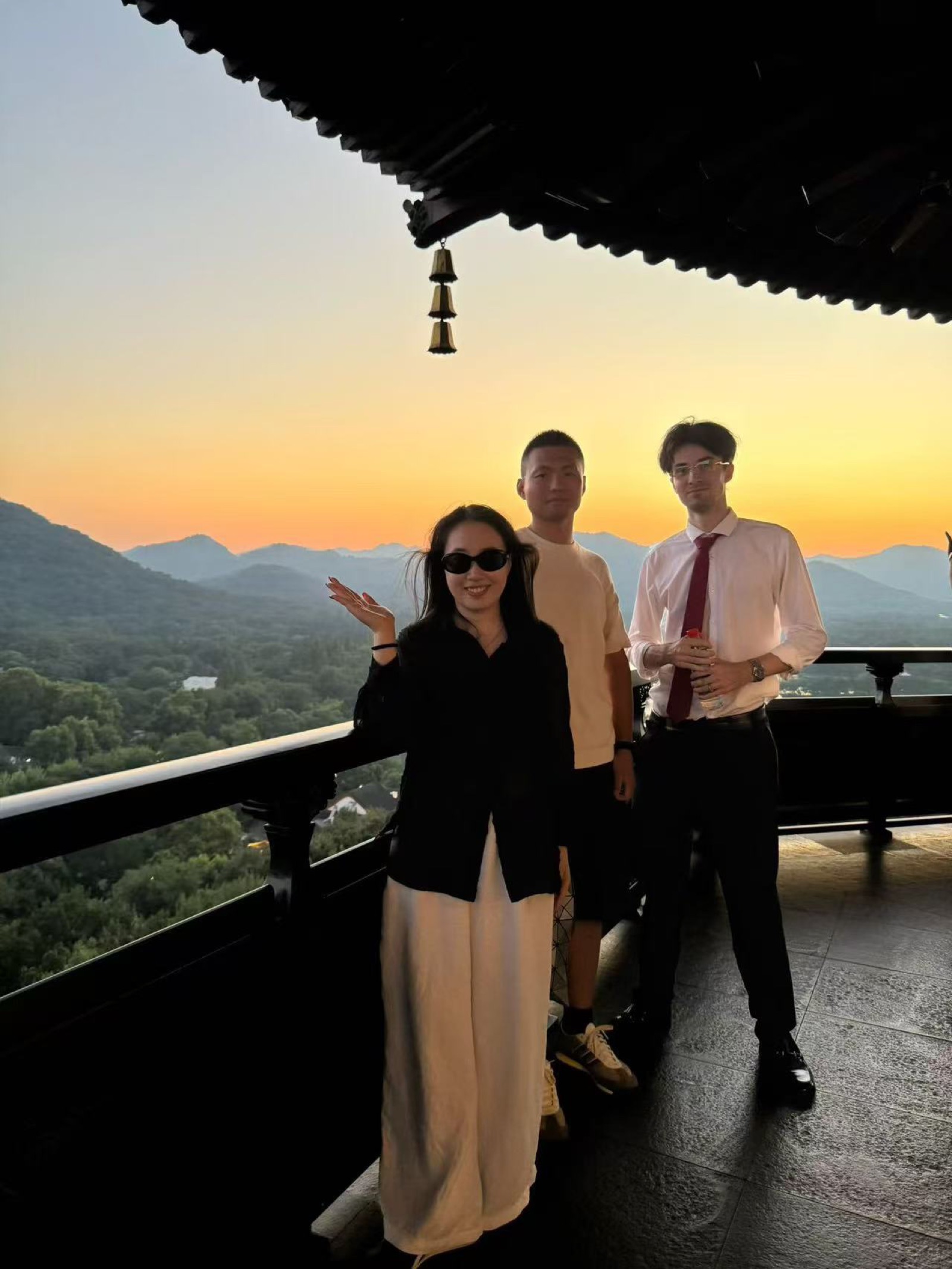 Team outing at sunset